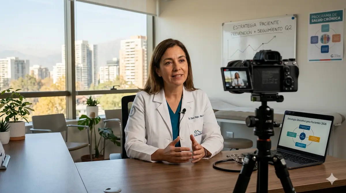 Doctora creando contenido para clínica y redes sociales