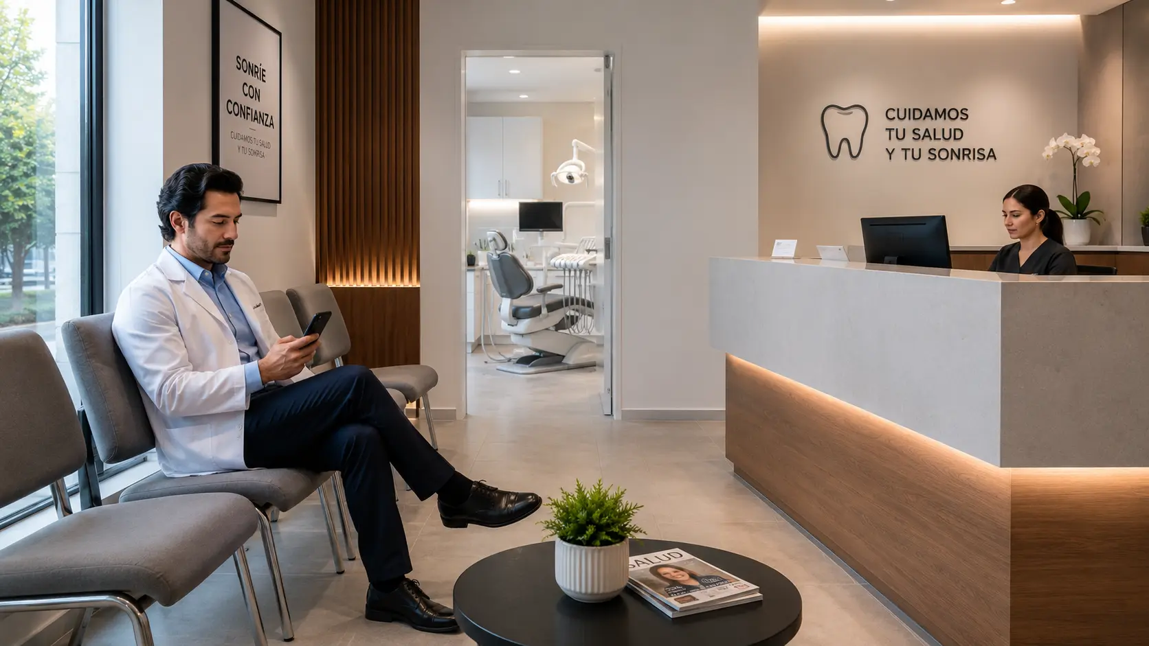 Consulta dental con disponibilidad para nuevos pacientes antes de implementar una estrategia de marketing para dentistas.