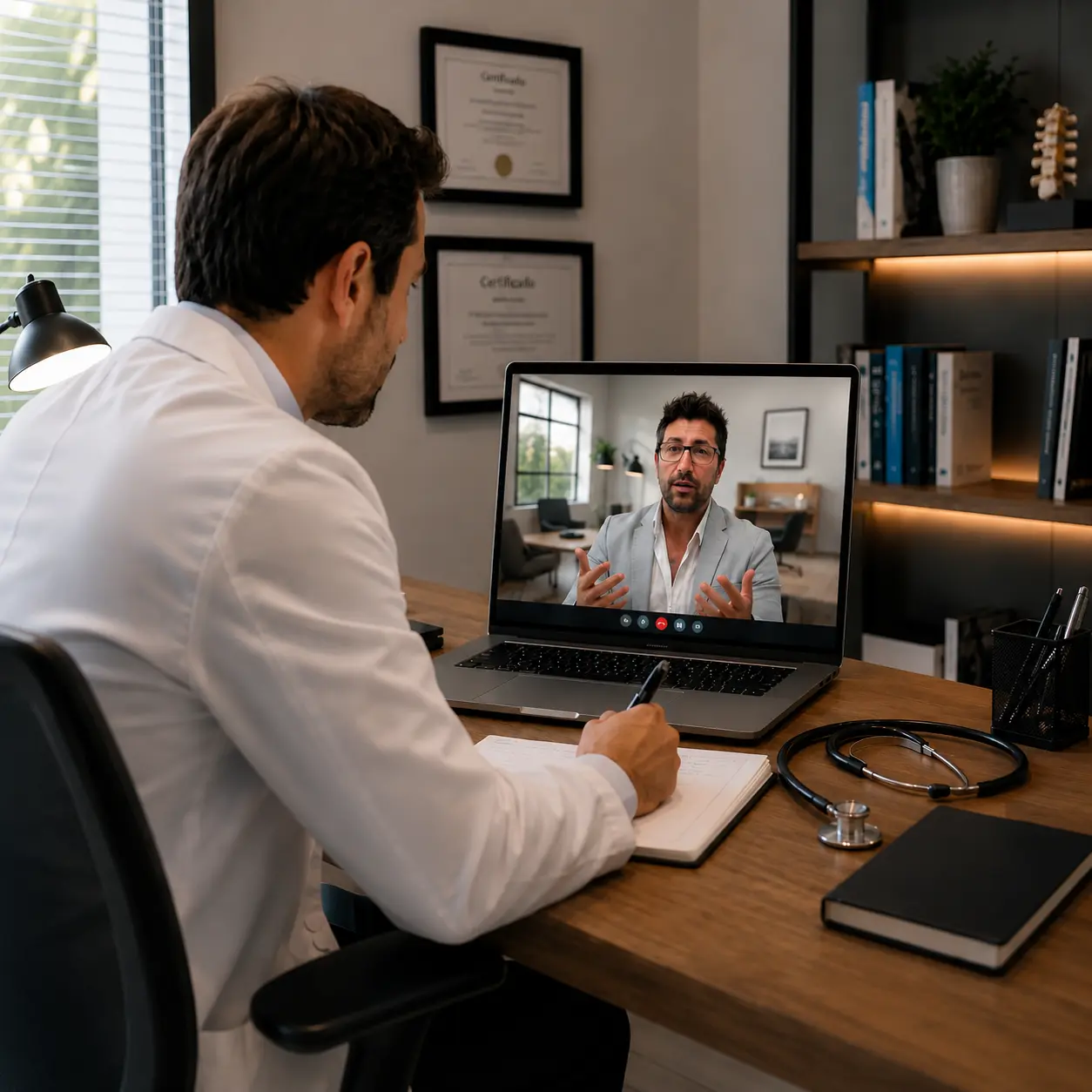 Consultoría de Google Ads para Salud con un médico revisando oportunidades de mejora para la captación de pacientes.