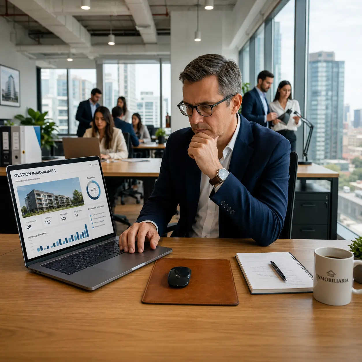Empresa inmobiliaria o de construcción analizando oportunidades de crecimiento