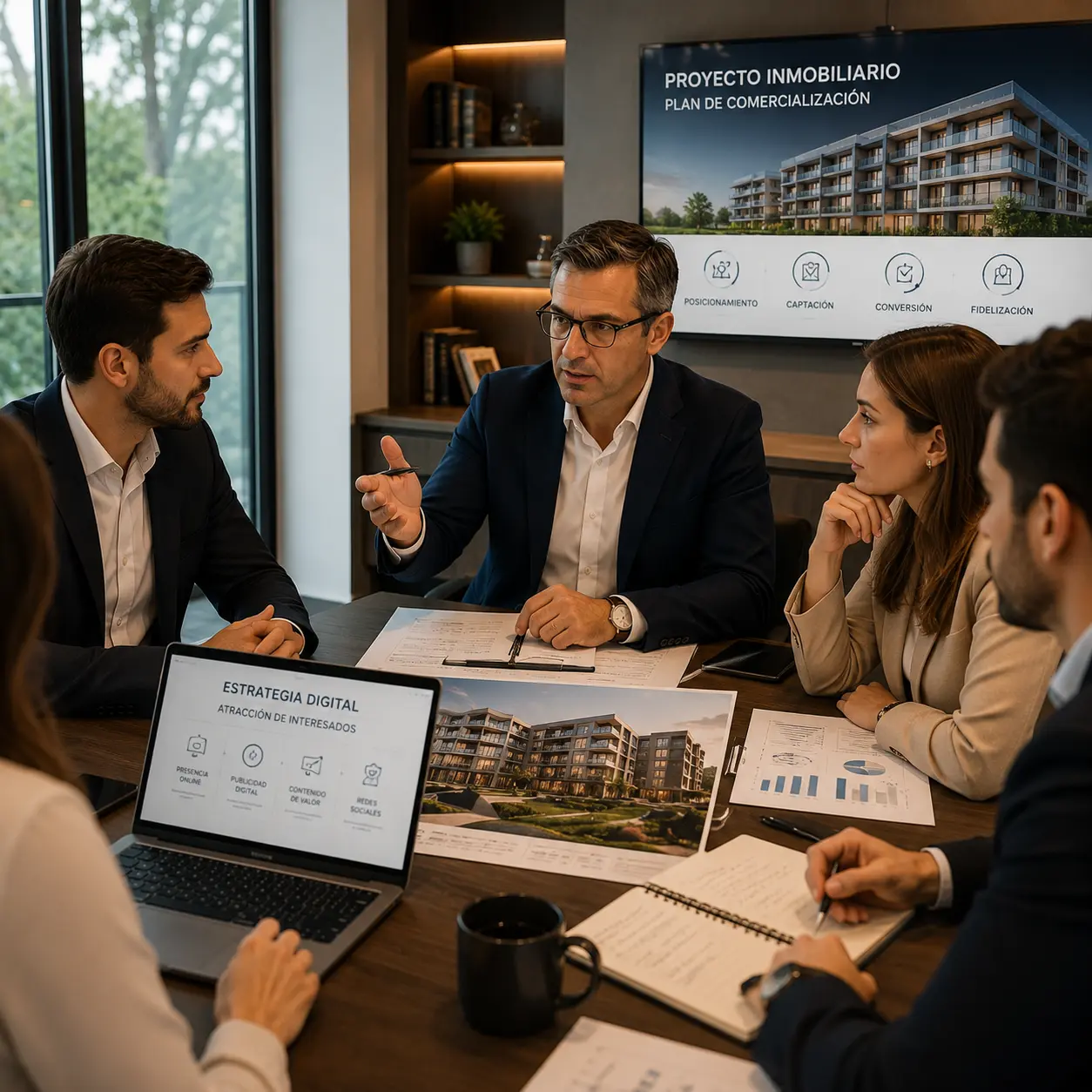 Empresa de construcción o inmobiliaria analizando cómo generar nuevos clientes y proyectos
